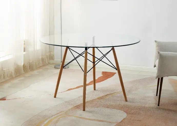 Mesa Redonda de Cristal Templado Tower 120cm. Comedor o Cocina 