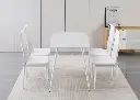 Conjunto de Mesa de Cristal Templado de 120 cm y 4 Sillas de Polipiel DT-63-4S
