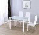 Mesa de Cristal Templado 110x70cm + 4 Sillas Polipiel DT18